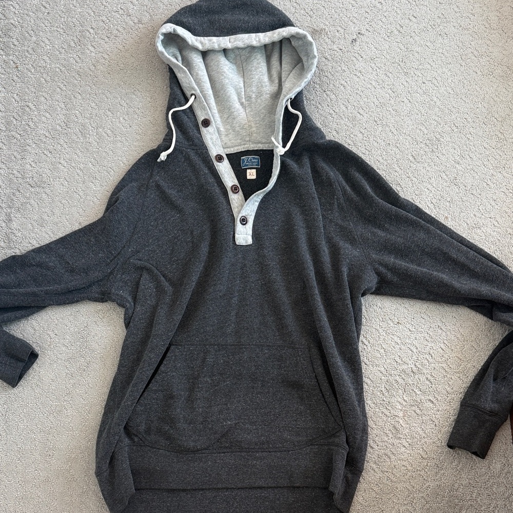 J. Crew Charcoal Hoodie with Light Gray Accents